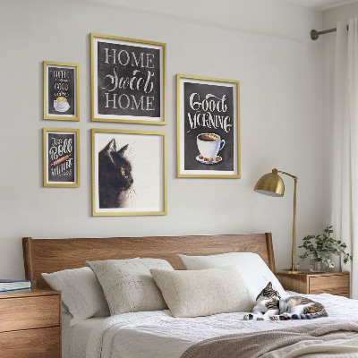 Galeria de parede Slogans positivos sobre gatos e café
