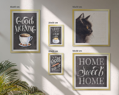 Galeria de parede Slogans positivos sobre gatos e café