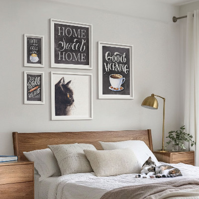 Galeria de parede Slogans positivos sobre gatos e café