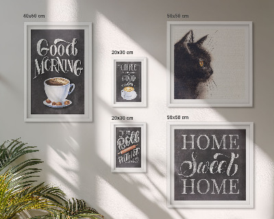 Galeria de parede Slogans positivos sobre gatos e café