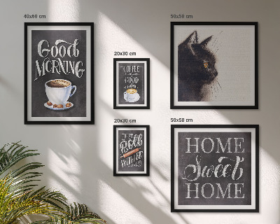Galeria de parede Slogans positivos sobre gatos e café