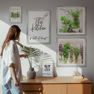 Parede galeria de quadros Ervas culinárias e cozinha