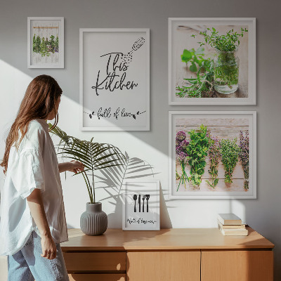 Parede galeria de quadros Ervas culinárias e cozinha