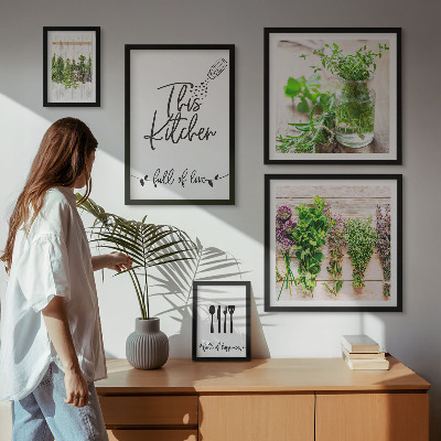 Parede galeria de quadros Ervas culinárias e cozinha
