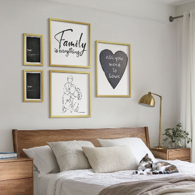 Conjunto de 5 quadros com moldura Valores familiares, amor, proximidade
