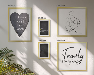 Conjunto de 5 quadros com moldura Valores familiares, amor, proximidade
