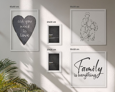 Conjunto de 5 quadros com moldura Valores familiares, amor, proximidade