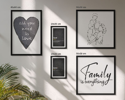 Conjunto de 5 quadros com moldura Valores familiares, amor, proximidade