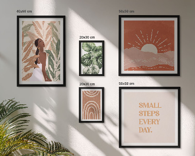 Conjunto de 5 quadros com moldura motivo de planta em estilo boho