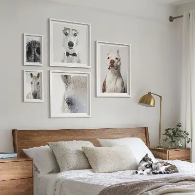 Parede galeria de quadros com retratos modernos de animais