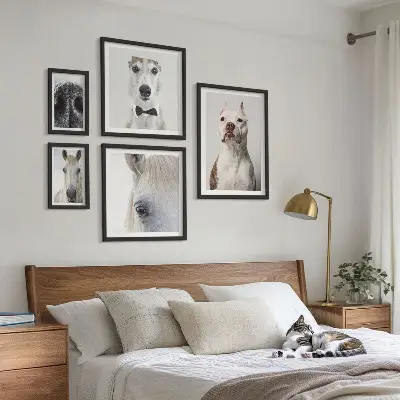 Parede galeria de quadros com retratos modernos de animais