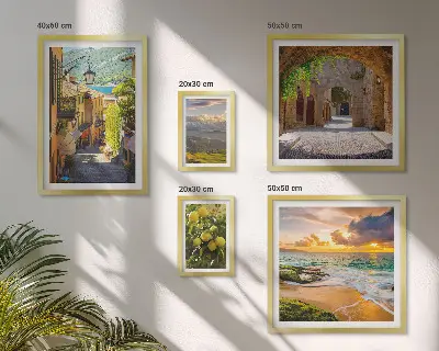 Conjunto de 5 quadros decorativos com tema de ruas e paisagens encantadoras