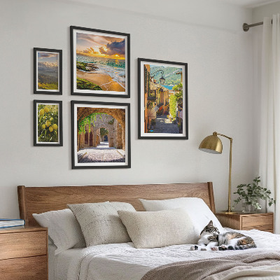 Conjunto de 5 quadros decorativos Ruas e paisagens encantadoras