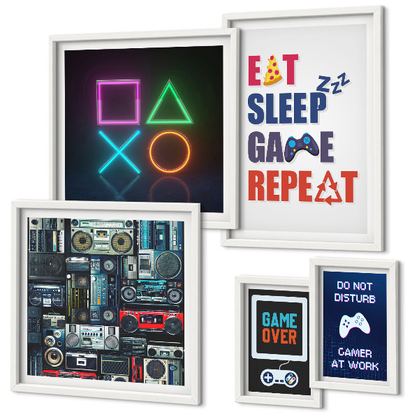 Conjunto de 5 quadros decorativos Decorações estilosas para gamers