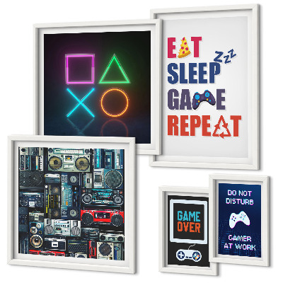 Conjunto de 5 quadros decorativos Decorações estilosas para gamers