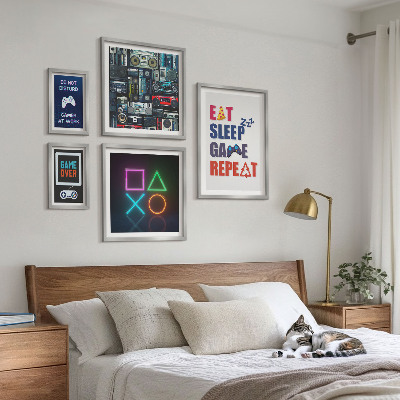 Conjunto de 5 quadros decorativos Decorações estilosas para gamers
