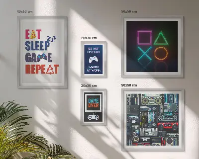 Conjunto de 5 quadros decorativos com temática para gamers
