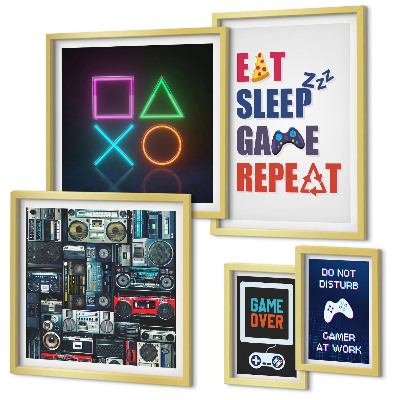Conjunto de 5 quadros decorativos Decorações estilosas para gamers