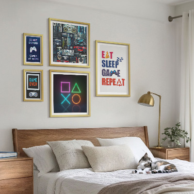 Conjunto de 5 quadros decorativos Decorações estilosas para gamers