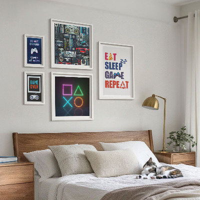 Conjunto de 5 quadros decorativos Decorações estilosas para gamers