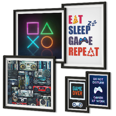 Conjunto de 5 quadros decorativos Decorações estilosas para gamers