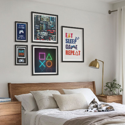Conjunto de 5 quadros decorativos Decorações estilosas para gamers