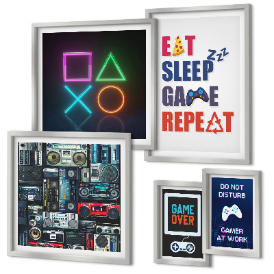 Conjunto de 5 quadros decorativos Decorações estilosas para gamers