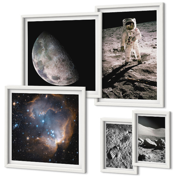 Conjunto de 5 quadros decorativos Descobertas e segredos cósmicos