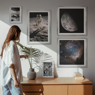 Conjunto de 5 quadros decorativos Descobertas e segredos cósmicos