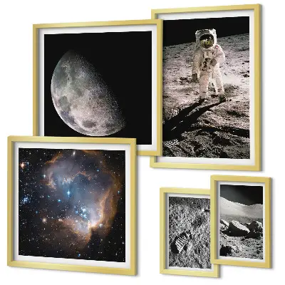Conjunto de 5 quadros decorativos tema descobertas e segredos cósmicos