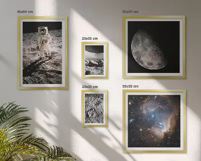 Conjunto de 5 quadros decorativos tema descobertas e segredos cósmicos
