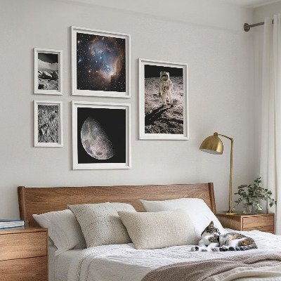 Conjunto de 5 quadros decorativos Descobertas e segredos cósmicos