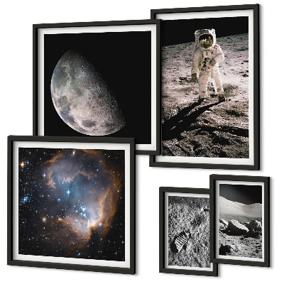 Conjunto de 5 quadros decorativos Descobertas e segredos cósmicos