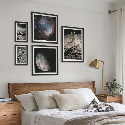 Conjunto de 5 quadros decorativos Descobertas e segredos cósmicos