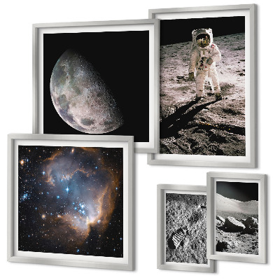 Conjunto de 5 quadros decorativos Descobertas e segredos cósmicos