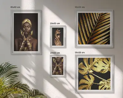 Galeria de parede retratos de mulheres em estilo glamoroso com temática natureza