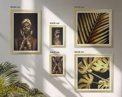 Galeria de parede retratos de mulheres em estilo glamoroso com temática natureza