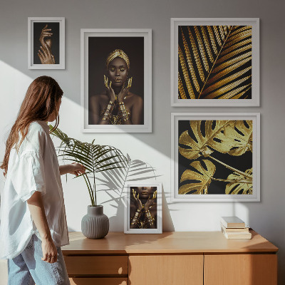 Galeria de parede Retratos de mulheres em meio à natureza, em estilo glamoroso.