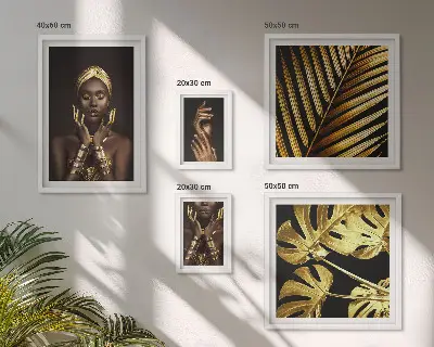 Galeria de parede retratos de mulheres em estilo glamoroso com temática natureza