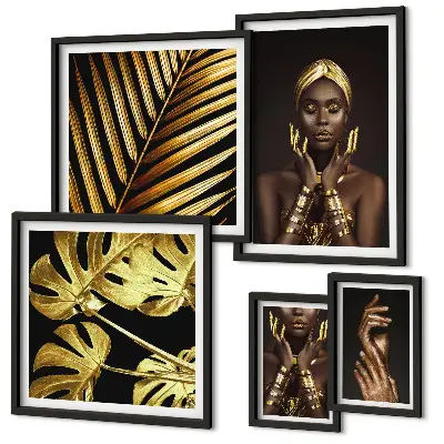 Galeria de parede retratos de mulheres em estilo glamoroso com temática natureza