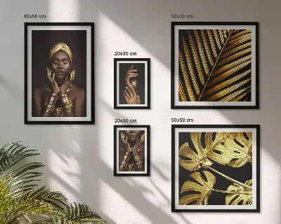 Galeria de parede retratos de mulheres em estilo glamoroso com temática natureza
