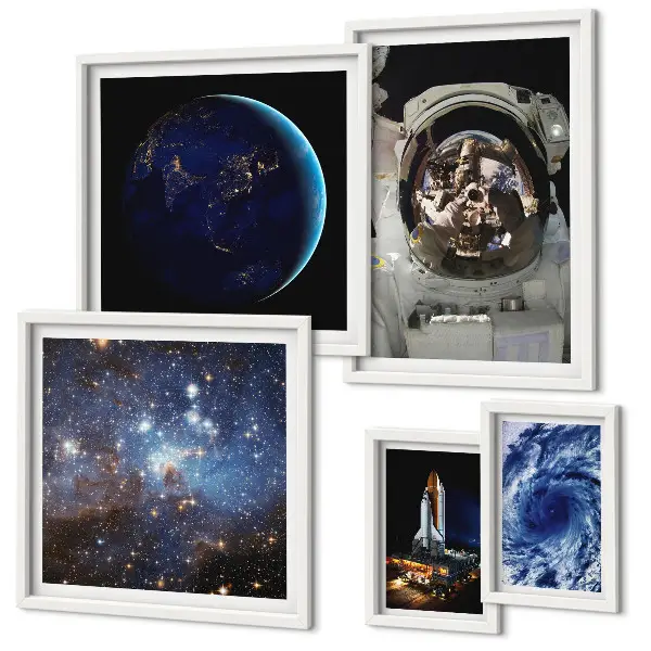Quadros para parede galeria tema descobertas espaciais dos astronautas