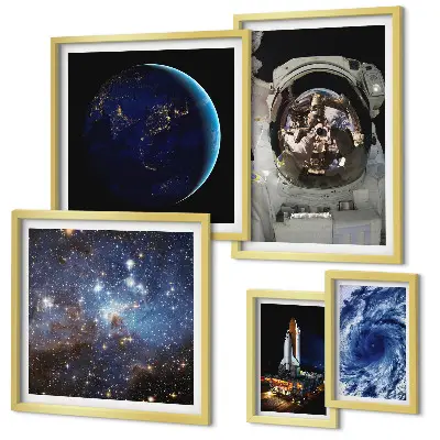 Quadros para parede galeria tema descobertas espaciais dos astronautas