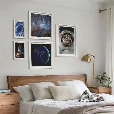 Quadros para parede galeria tema descobertas espaciais dos astronautas