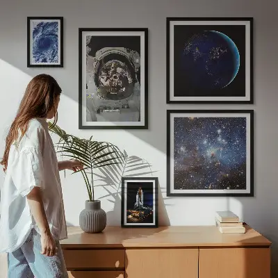 Quadros para parede galeria tema descobertas espaciais dos astronautas