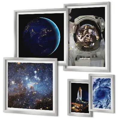 Quadros para parede galeria tema descobertas espaciais dos astronautas