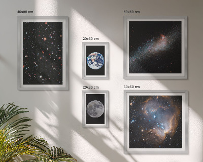Conjunto de 5 quadros com moldura Paisagens cósmicas da galáxia