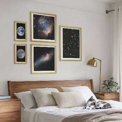 Conjunto de 5 quadros com moldura Paisagens cósmicas da galáxia