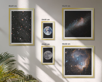 Conjunto de 5 quadros com moldura Paisagens cósmicas da galáxia