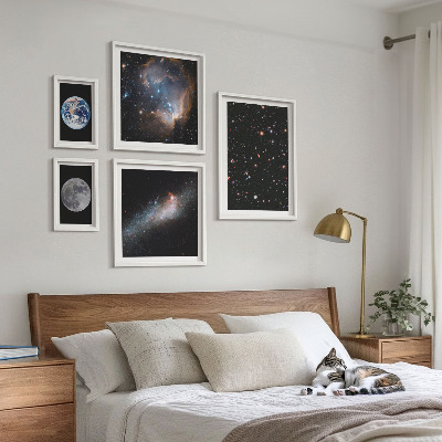 Conjunto de 5 quadros com moldura Paisagens cósmicas da galáxia